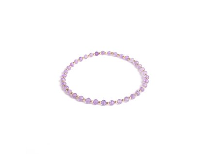 Ametystový náramek se 14 kt zlatými kuličkami