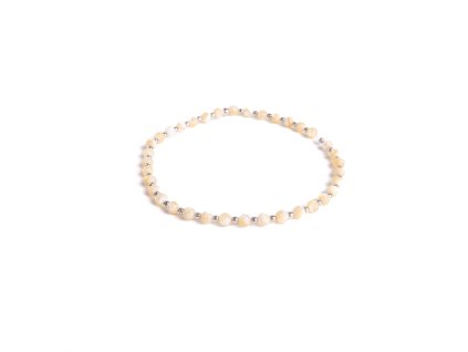 Náramek z hnědé perleti se stříbrnými kuličkami