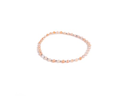 Náramek ze slunečního kamene se stříbrnými kuličkami