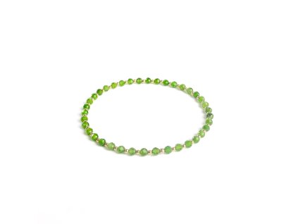 Diopsidový náramek se 14 kt zlatými kuličkami