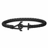 Náramek Anchor Leather Lite Black Black