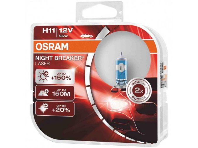 OSRAM Night Breaker Laser 150 Car Headlight Bulbs H11 Twin Pack 64211NL HCB 1 620 620