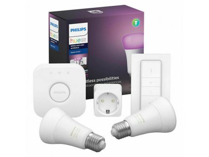 Philips HUE White and Color Ambiance starter kit 2x 9W E27, ovladač, bridge, zásuvka