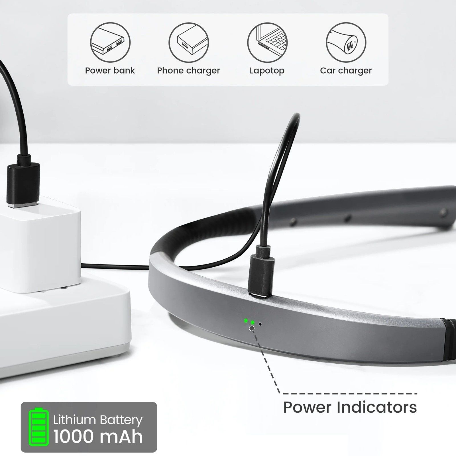 Krční lampička Glocusent nabíjení USB-C