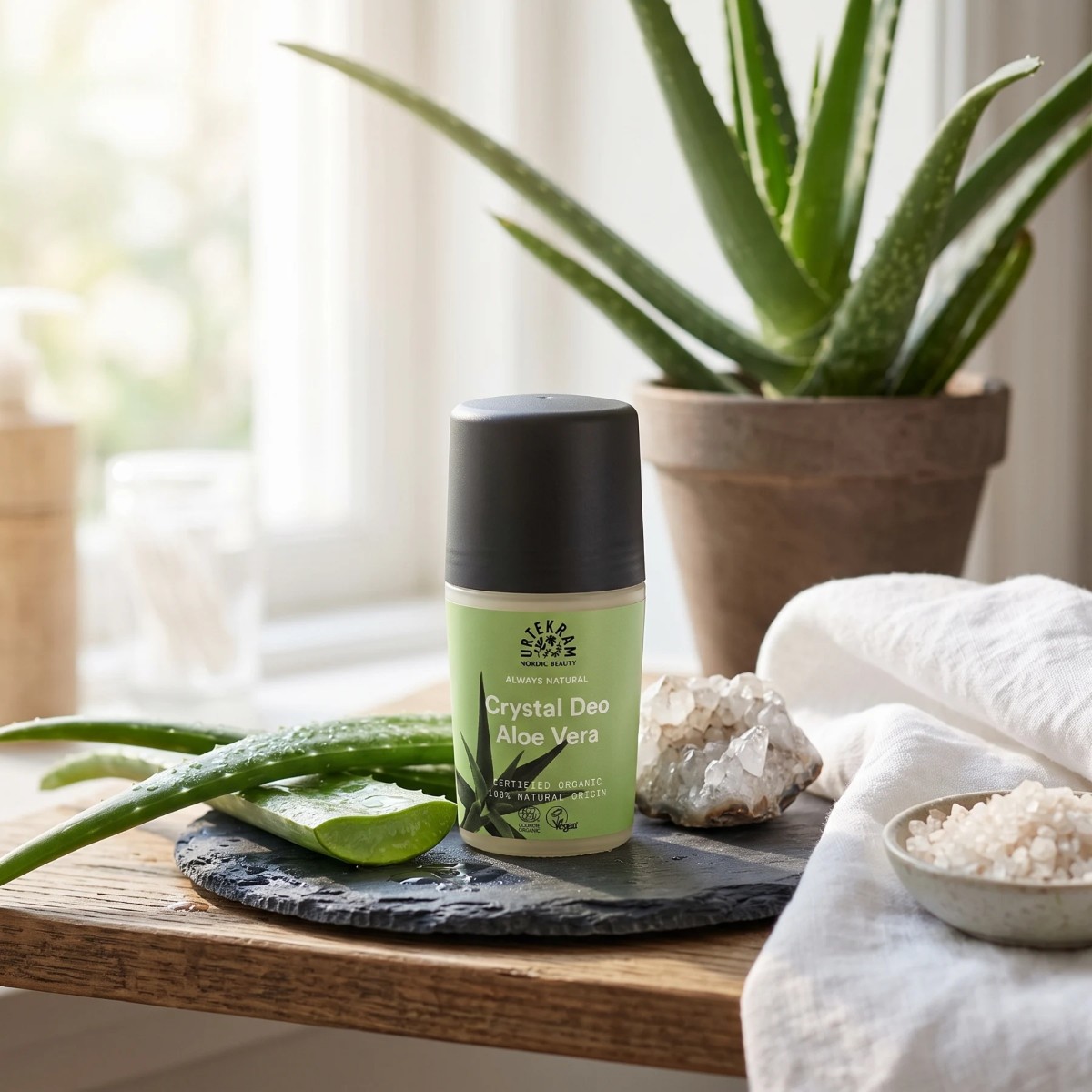 Přírodní složky kuličkového deodorantu včetně aloe vera