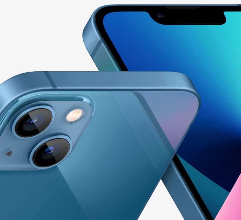 Apple iPhone 13, modrý - pohľad na fotoaparáty
