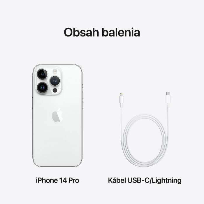 Obsah balenia, iPhone 14 Pro, strieborný, 128 GB