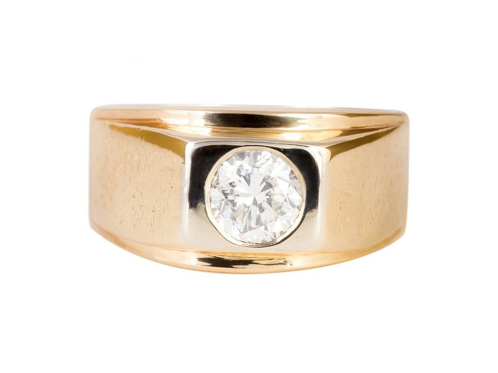 Pánský zlatý prsten s přírodním diamantem 1 karát - a-diamond.eu jewels