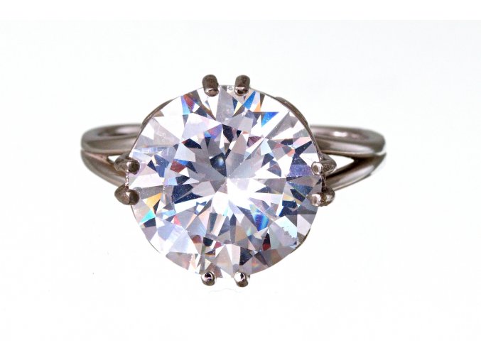 Prsten stříbrný s velkým třpytivým zirkonem