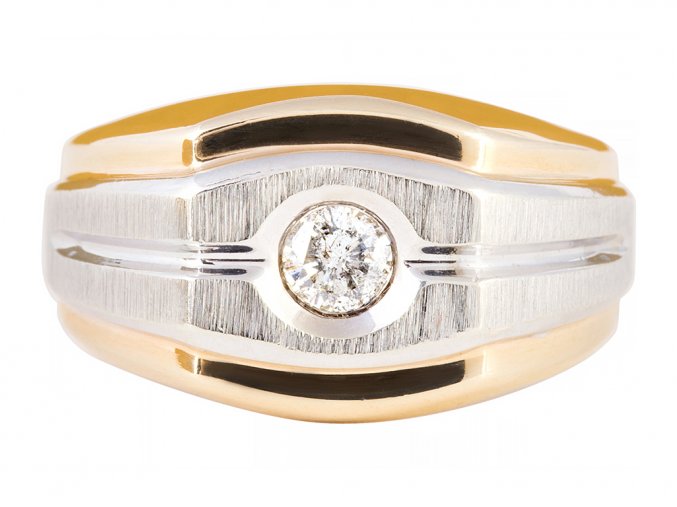 Pánský zlatý prsten s přírodním diamantem
