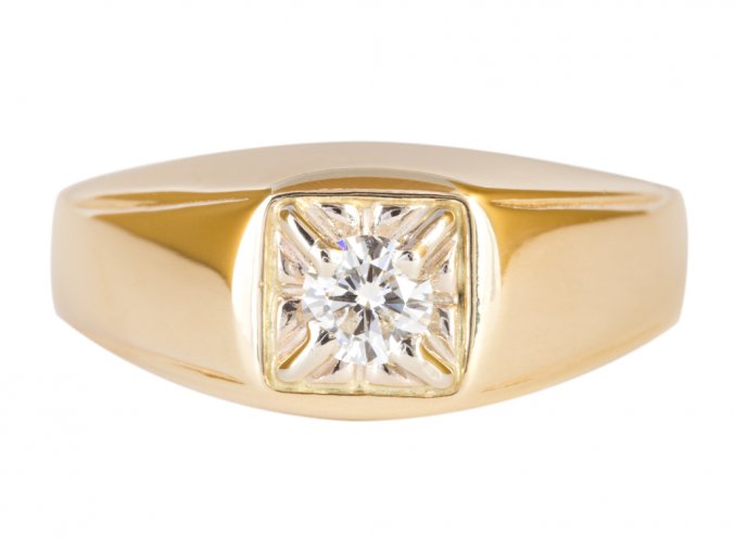 Pánský zlatý prsten s přírodním diamantem