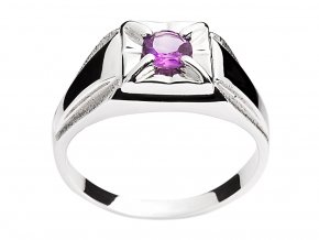 Pánský prsten stříbrný s přírodním ametystem