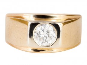 Pánský zlatý prsten s přírodním diamantem 1 karát