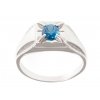 Pánský prsten stříbrný s modrým briliantem