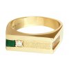 Pánský zlatý prsten přírodním smaragdem a diamantem