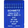 Jehla strojová SCHMETZ - B27, do průmyslovách šicích strojů. Baleno 10 kusů jehel = krabička.