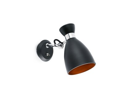 FARO BARCELONA RETRO, NÁSTĚNNÁ LAMPA, ČERNÁ/MĚĎ 1xE14