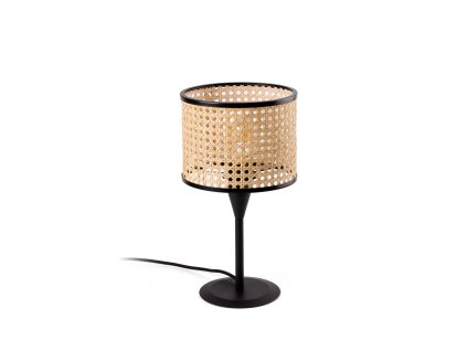 FARO BARCELONA MAMBO, STOLNÍ LAMPA, ČERNÁ/RATAN 1xE27
