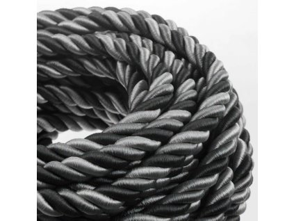 CREATIVE CABLES - 2XL Elektrický kabel 3x0,75 potažený hedvábní textilií Orleans, průměr 24 mm (černá/šedá)