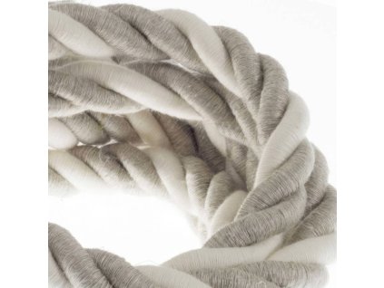 CREATIVE CABLES - 2XL Elektrický kabel 3x0,75 potažený bavlnou a lnem, průměr 24 mm (bílá/šedá)