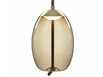 Brokis Knot Uovo, designové závěsné svítidlo, kouřové hnědé sklo lesklé / mosaz LED 14W 2700K DIM