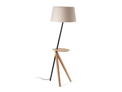 Faro Barcelona TREEWOOD, Stojací lampa, dřevo/černá 1xE27