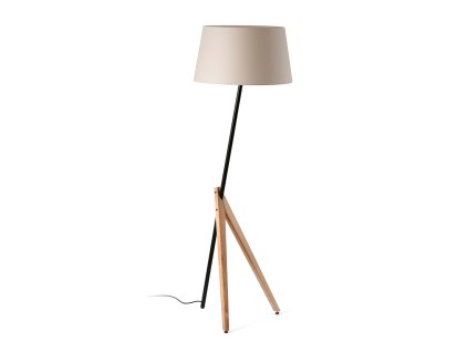 Faro Barcelona TREEWOOD Ash, Stojací lampa, dřevo/černá 1xE27