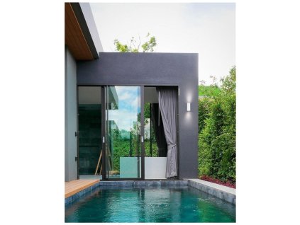 Venkovní nástěnné svítidlo NERO hliník bílé skleněný difuzor GU10 2x7W 220-240V IP54 bez žárovky světlo nahoru a dolů - NOVA LUCE