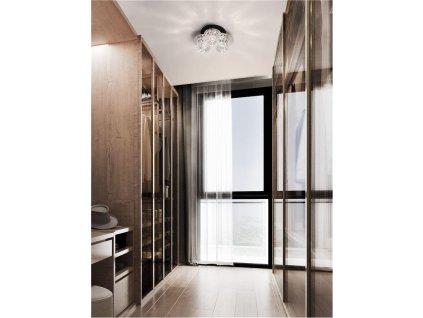 Stropní svítidlo LAWAN chrom a matný černý kov strukturované sklo E14 3x5W 230V IP20 bez žárovky - NOVA LUCE