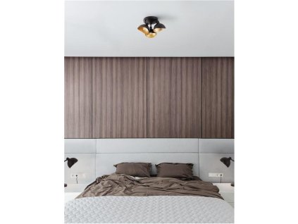 Stropní svítidlo GEETI matná černá a zlatý kov E14 3x5W 230V IP20 bez žárovky - NOVA LUCE