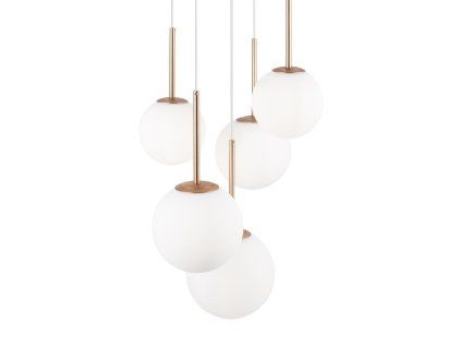 Závěsné svítidlo BASIC, 5xE14, Ø 58cm, bílá/zlatá