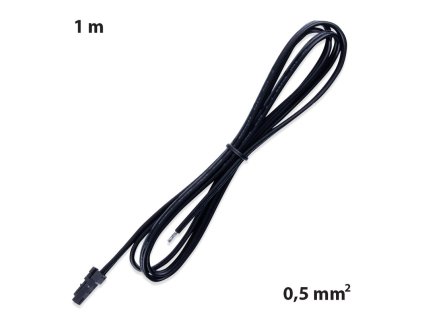 Připojovací kabel s 91505-MP konektorem (vidlice), 1m kabel AWG20/0,5mm², černý, volný konec 5mm, 12-24V max. 3A