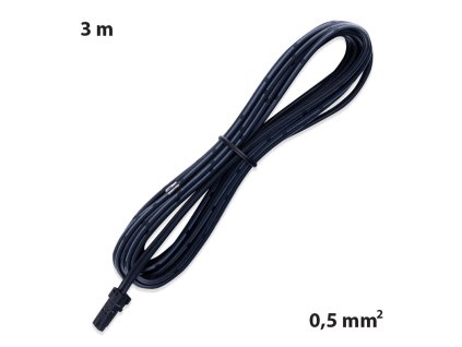 Připojovací kabel s 91505-MP konektorem (vidlice), 3m kabel AWG20/0,5mm², černý, volný konec 5mm, 12-24V max. 3A
