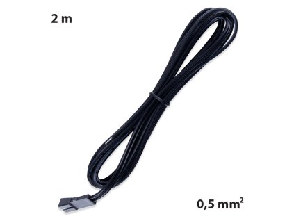 Připojovací kabel s 91505-FP konektorem (zásuvka), 2m kabel AWG20/0,5mm², černý, volný konec 5mm, 12-24V max. 3A