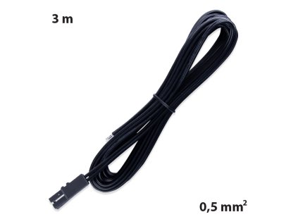 Připojovací kabel s 91505-FP konektorem (zásuvka), 3m kabel AWG20/0,5mm², černý, volný konec 5mm, 12-24V max. 3A
