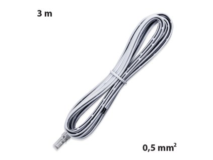Připojovací kabel s 91505-MP konektorem (vidlice), 3m kabel AWG20/0,5mm², bílý, volný konec 5mm, 12-24V max. 3A