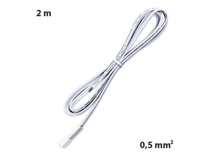 Připojovací kabel s 91505-FP konektorem (zásuvka), 2m kabel AWG20/0,5mm², bílý, volný konec 5mm, 12-24V max. 3A
