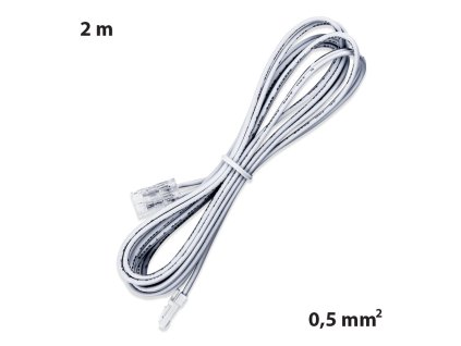 Připojovací konektor LED pásku šíře 8mm + kabel s 91505-MP konektorem (vidlice), 2m kabel AWG20/0,5mm², bílý, 12-24V max. 3A