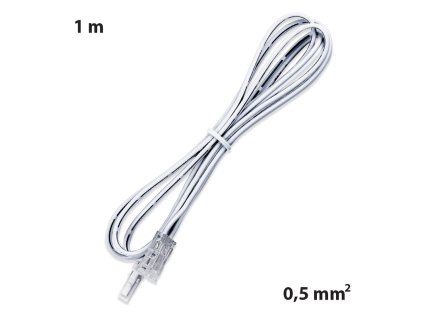Připojovací konektor LED pásku šíře 10mm + kabel s 91505-MP konektorem (vidlice), 1m kabel AWG20/0,5mm², bílý, 12-24V max. 3A