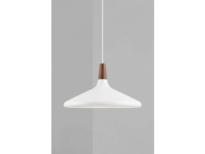 Lustr NORDLUX Nori s ořechovým dřevem (Varianta Ø 270 x 245 x 3000 mm, E27, 40 W, bílá)
