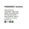 Venkovní zapuštěné svítidlo do zdi PASSAGGIO bílý hliník LED 1W 3000K 3V IP54 délka kabelu 1.80m použijte driver 9020170 - NOVA LUCE