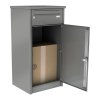 grau paketbox knobox 11 freistehend in stelenoptik ein briefkasten schraegansicht nach links geoeffnet (1)
