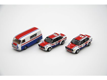 Fiat set, 2x 131 Abarth, 238 Kasten Fiat service 1974, Brekina 1/87