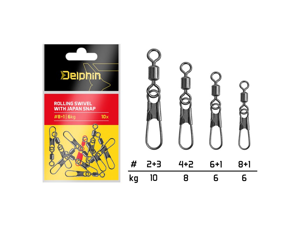 Rolling swivel with Japan snap / 10ks (Velikost #2+3/10kg)