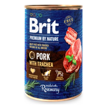 Brit Premium Dog by Nature konzerva Pork with Trachea 400g na aaagranule.cz