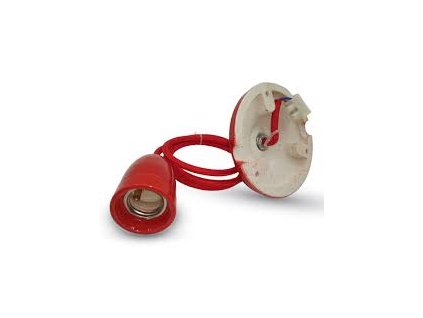 Závěsná porcelánová objímka E27 červená (VT-7998-3807)