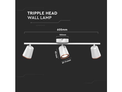 LED nástěnná lampa 3x6W 3000K (VT-818-8258)