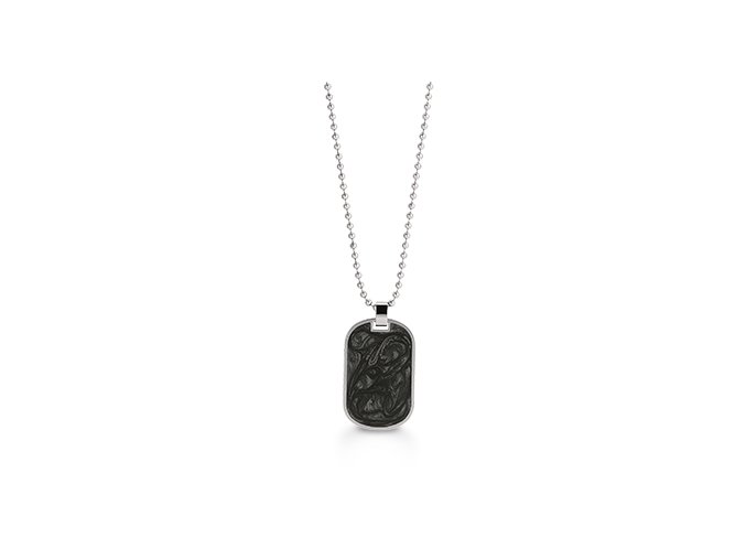 Ocelový náhrdelník s přívěskem destička černá