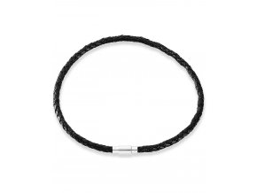 Černý pletený kožený náhrdelník