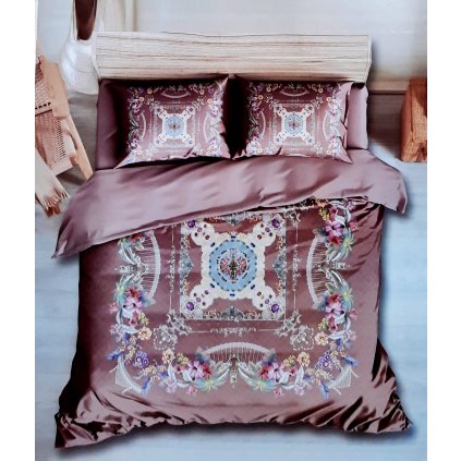 Francouzské saténové povlečení hnědé